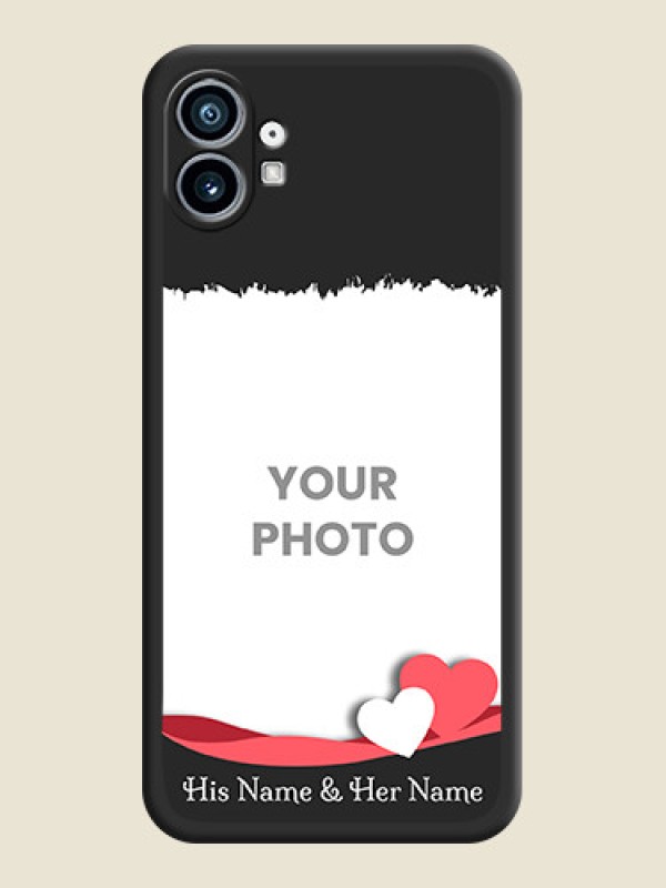 Custom Pin Color Love Shaped Ribbon Design with Text on Space Black Custom Soft Matte Phone Back Cover - Nothing Phone 1 - alternate view