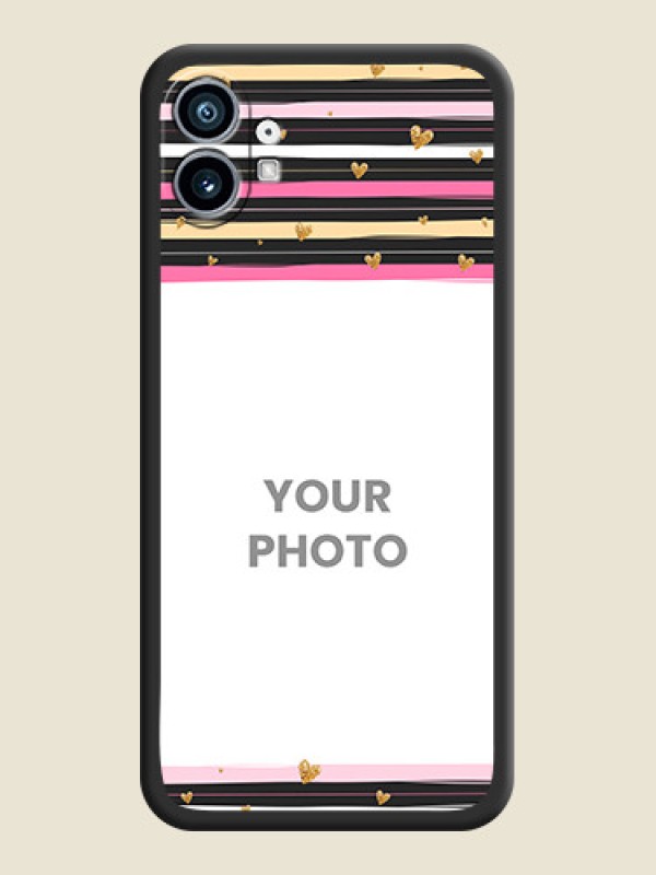 Custom Multicolor Lines and Golden Love Symbols Design on Photo on Space Black Soft Matte Mobile Cover - Nothing Phone 1 - alternate view