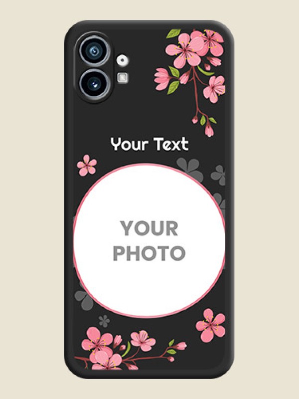 Custom Round Image with Pink Color Floral Design on Photo on Space Black Soft Matte Back Cover - Nothing Phone 1 - alternate view