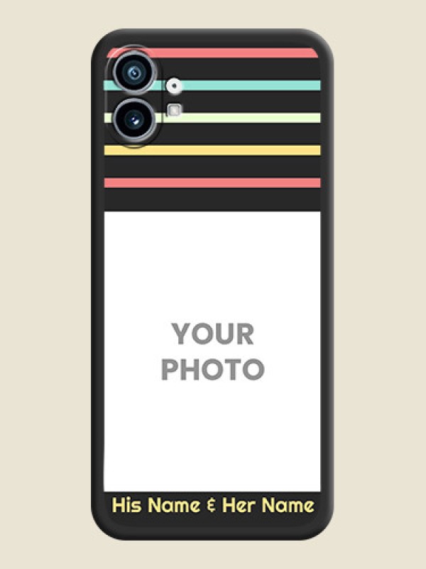 Custom Color Stripes with Photo and Text on Photo on Space Black Soft Matte Mobile Case - Nothing Phone 1 - alternate view