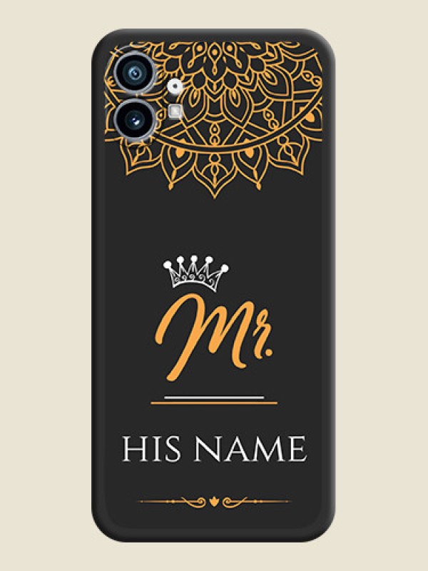 Custom Mr Name with Floral Design  on Personalised Space Black Soft Matte Cases - Nothing Phone 1 - alternate view