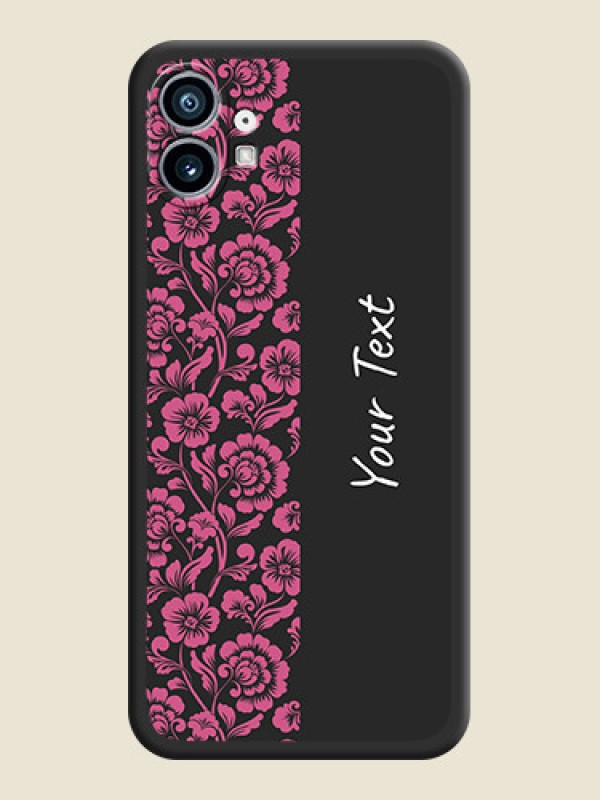 Custom Pink Floral Pattern Design With Custom Text On Space Black Personalized Soft Matte Phone Covers -Nothing Phone 1 - alternate view
