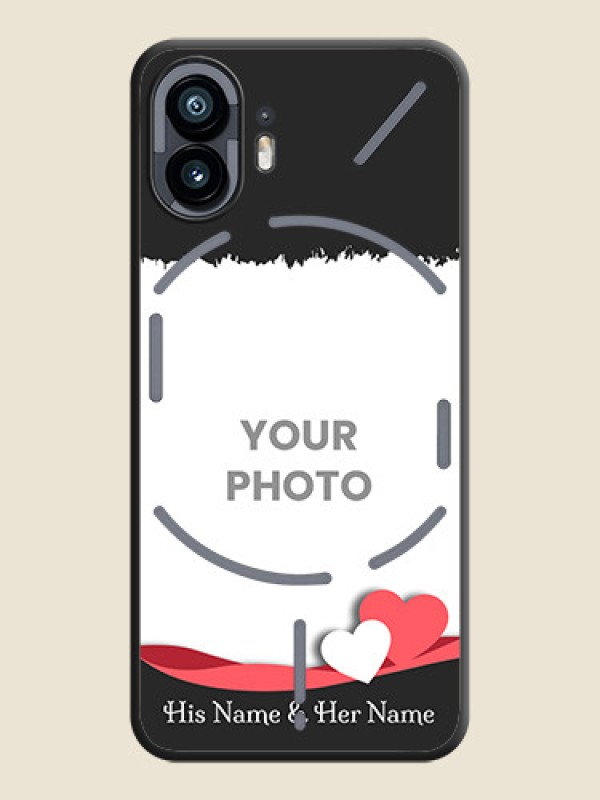 Custom Pink Color Love Shaped Ribbon Design with Text on Space Black Custom Soft Matte Phone Back Cover - Nothing Phone 2 - alternate view