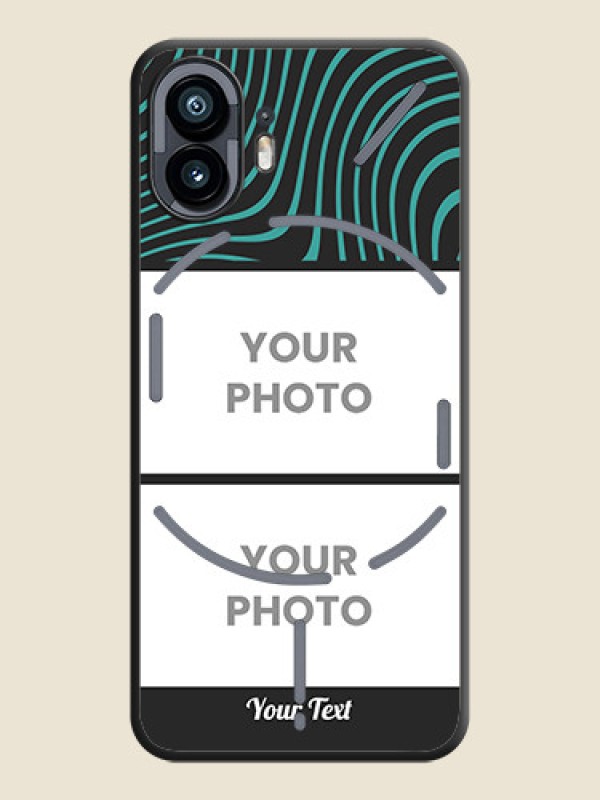 Custom Wave Pattern with 2 Image Holder on Space Black Personalized Soft Matte Phone Covers - Nothing Phone 2 - alternate view