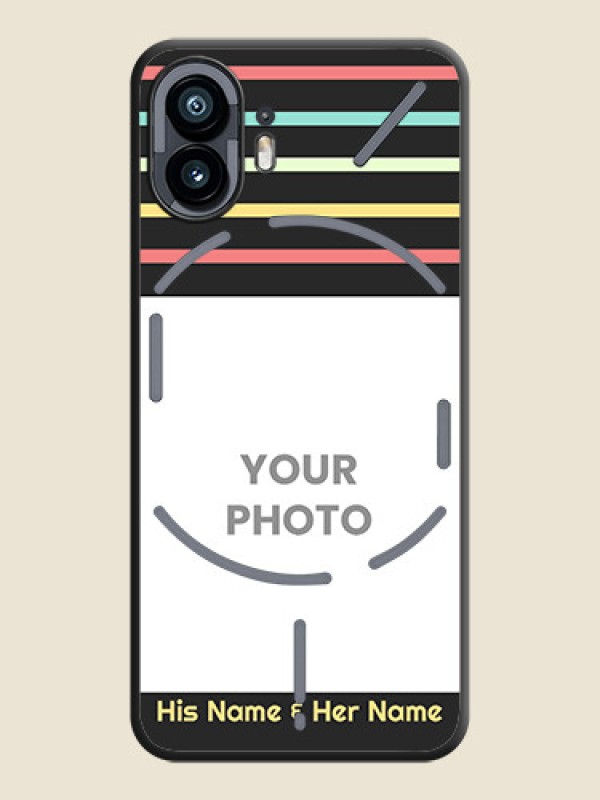Custom Color Stripes with Photo and Text - Photo on Space Black Soft Matte Mobile Case - Nothing Phone 2 - alternate view