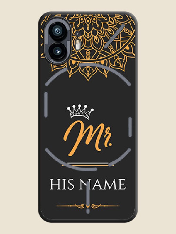 Custom Mr Name with Floral Design on Personalised Space Black Soft Matte Cases - Nothing Phone 2 - alternate view