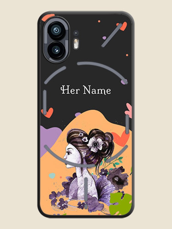 Custom Namecase For Her With Fancy Lady Image On Space Black Personalized Soft Matte Phone Covers - Nothing Phone 2 - alternate view