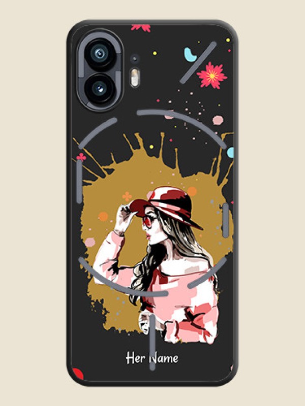 Custom Mordern Lady With Color Splash Background With Custom Text On Space Black Personalized Soft Matte Phone Covers - Nothing Phone 2 - alternate view