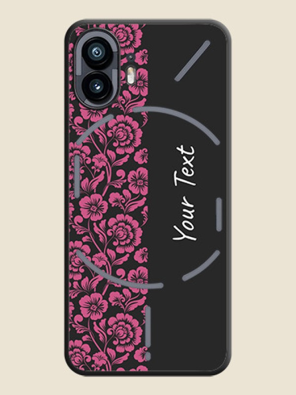 Custom Pink Floral Pattern Design With Custom Text On Space Black Personalized Soft Matte Phone Covers - Nothing Phone 2 - alternate view