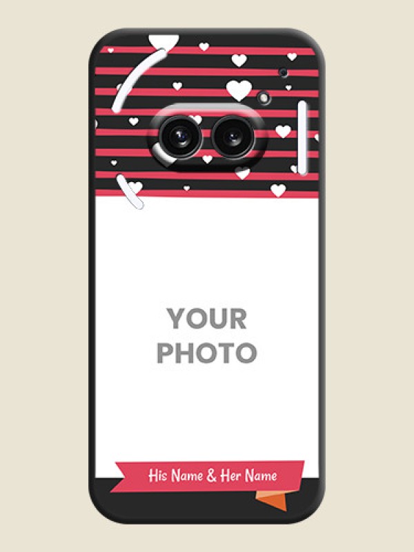 Custom White Color Love Symbols with Pink Lines Pattern on Space Black Custom Soft Matte Phone Cases - Nothing Phone 2A 5G - alternate view