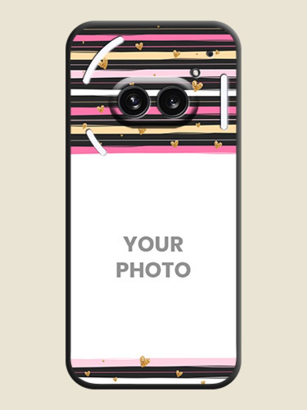 Custom Multicolor Lines and Golden Love Symbols Design - Photo on Space Black Soft Matte Mobile Cover - Nothing Phone 2A 5G - alternate view