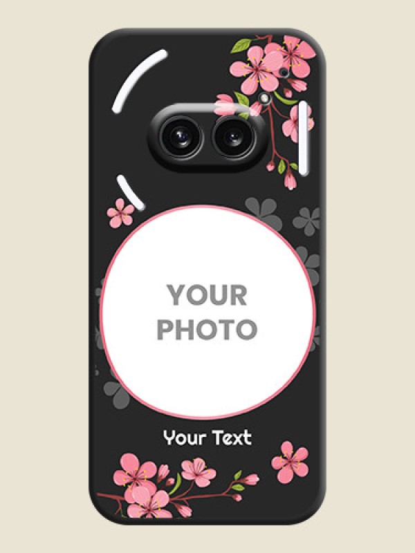 Custom Round Image with Pink Color Floral Design - Photo on Space Black Soft Matte Back Cover - Nothing Phone 2A 5G - alternate view