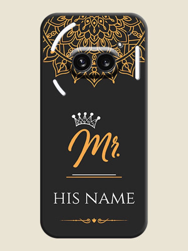 Custom Mr Name with Floral Design on Personalised Space Black Soft Matte Cases - Nothing Phone 2A 5G - alternate view