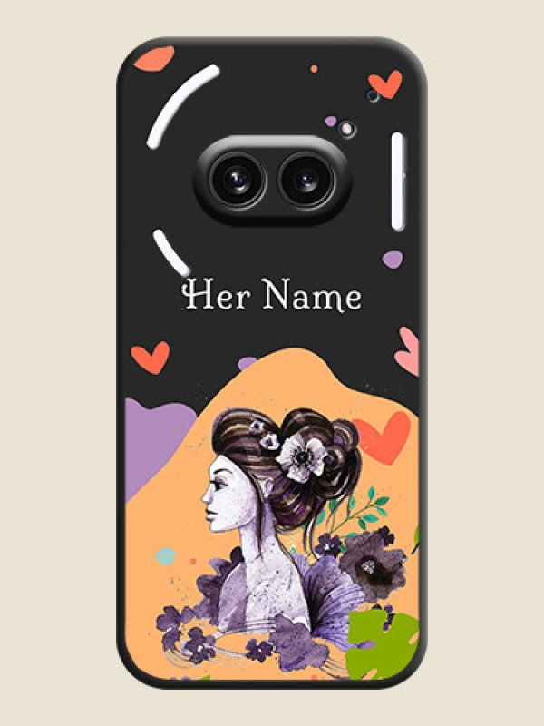 Custom Namecase For Her With Fancy Lady Image On Space Black Personalized Soft Matte Phone Covers - Nothing Phone 2A 5G - alternate view