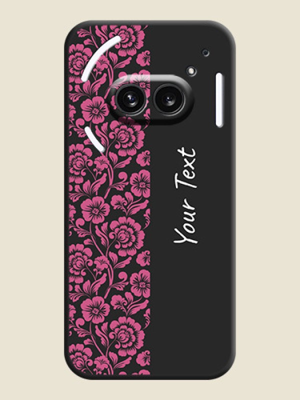 Custom Pink Floral Pattern Design With Custom Text On Space Black Personalized Soft Matte Phone Covers - Nothing Phone 2A 5G - alternate view