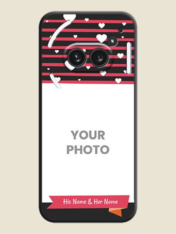 Custom White Color Love Symbols with Pink Lines Pattern On Space Black Custom Soft Matte Mobile Back Cover - Nothing Phone 2A Plus - alternate view