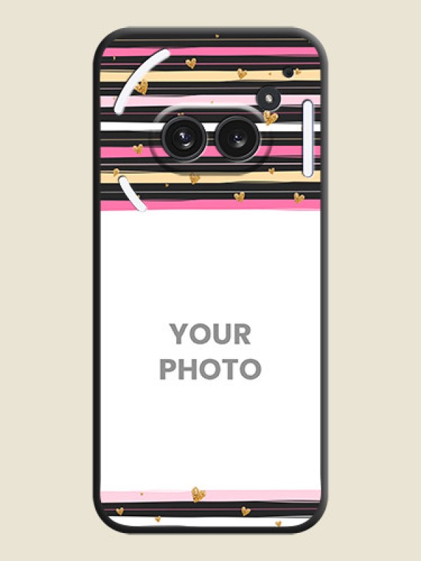 Custom Multicolor Lines and Golden Love Symbols Design on Photo On Space Black Custom Soft Matte Mobile Back Cover - Nothing Phone 2A Plus - alternate view