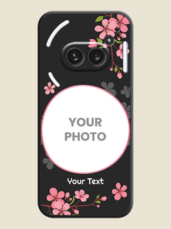 Custom Round Image with Pink Color Floral Design on Photo On Space Black Custom Soft Matte Mobile Back Cover - Nothing Phone 2A Plus - alternate view