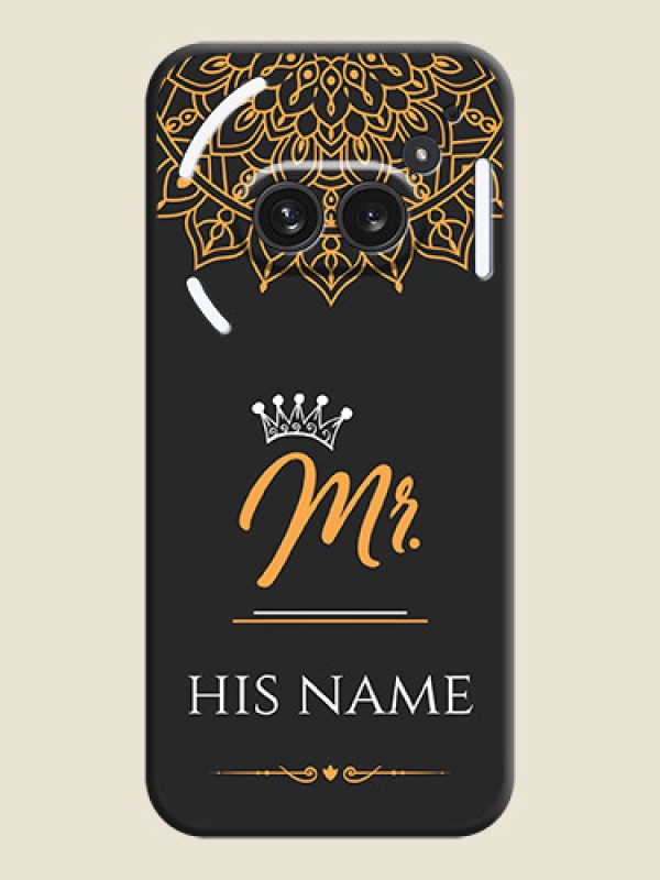 Custom Mr Name with Floral Design On Space Black Custom Soft Matte Mobile Back Cover - Nothing Phone 2A Plus - alternate view
