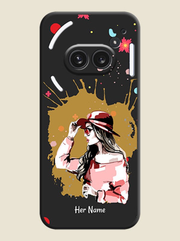 Custom Mordern Lady With Color Splash Background With Custom Text On Space Black Custom Soft Matte Mobile Back Cover - Nothing Phone 2A Plus - alternate view