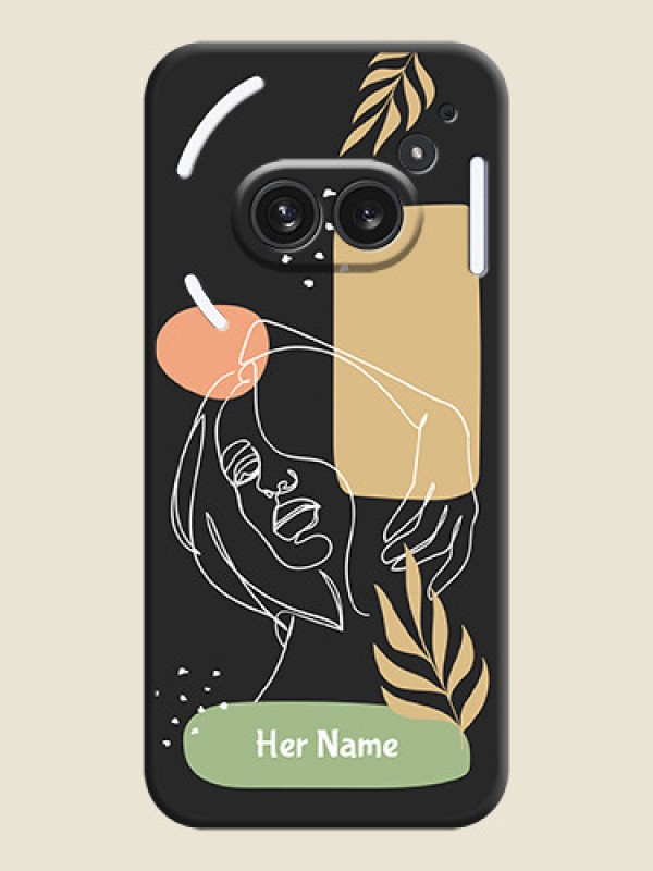 Custom Custom Text With Line Art Of Women & Leaves Design On Space Black Custom Soft Matte Mobile Back Cover - Nothing Phone 2A Plus - alternate view