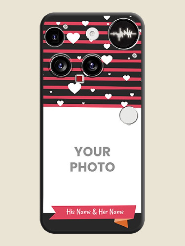 Custom White Color Love Symbols with Pink Lines Pattern On Space Black Custom Soft Matte Mobile Back Cover - Nothing Phone 3 5G - alternate view