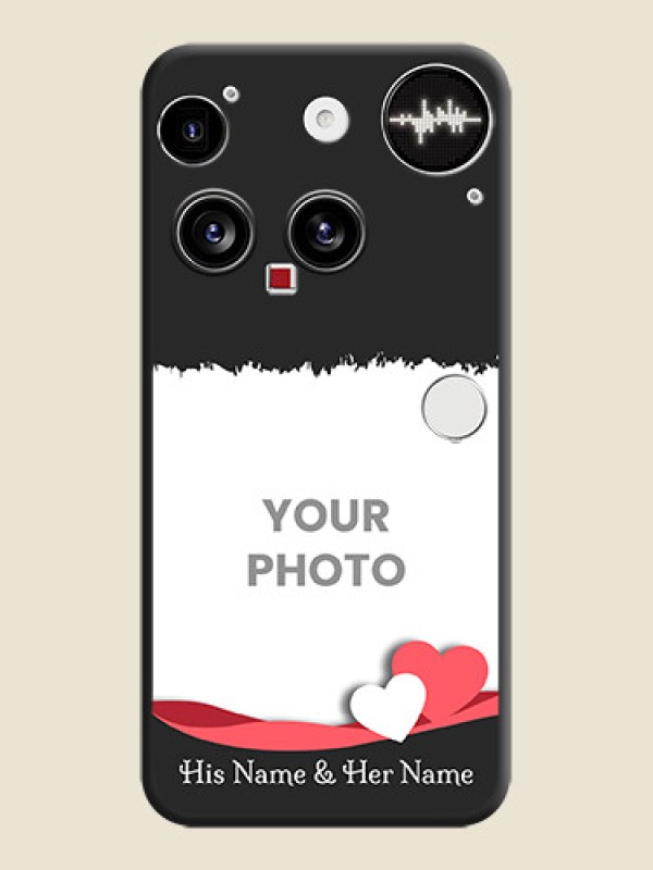 Custom Pin Color Love Shaped Ribbon Design with Text On Space Black Custom Soft Matte Mobile Back Cover - Nothing Phone 3 5G - alternate view