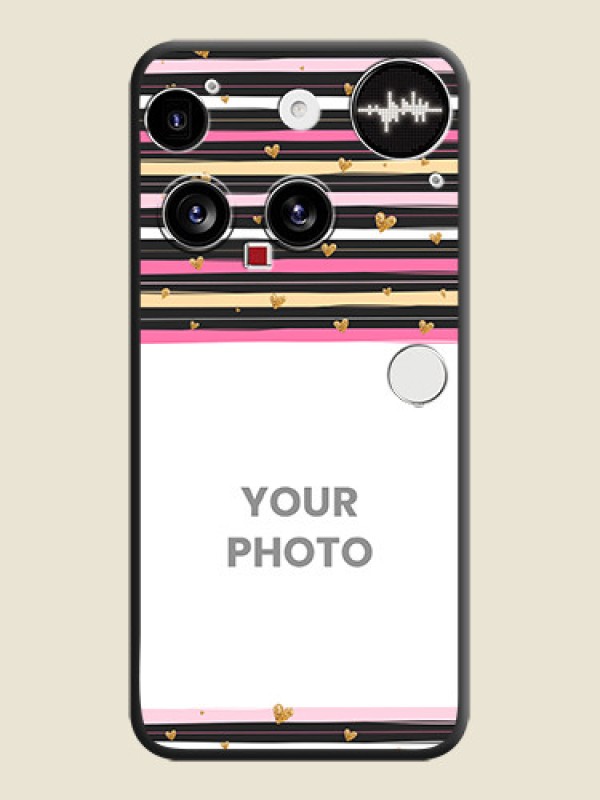 Custom Multicolor Lines and Golden Love Symbols Design on Photo On Space Black Custom Soft Matte Mobile Back Cover - Nothing Phone 3 5G - alternate view