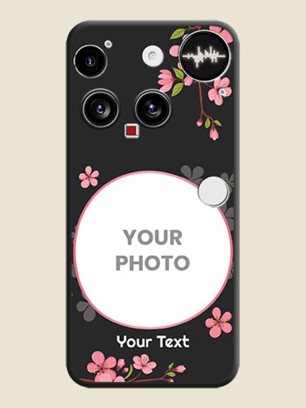 Custom Round Image with Pink Color Floral Design on Photo On Space Black Custom Soft Matte Mobile Back Cover - Nothing Phone 3 5G - alternate view