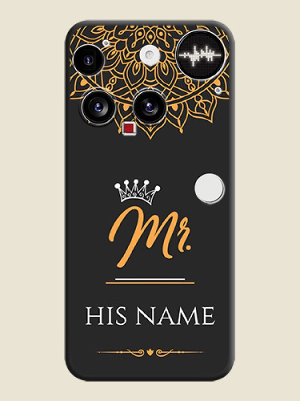 Custom Mr Name with Floral Design On Space Black Custom Soft Matte Mobile Back Cover - Nothing Phone 3 5G - alternate view