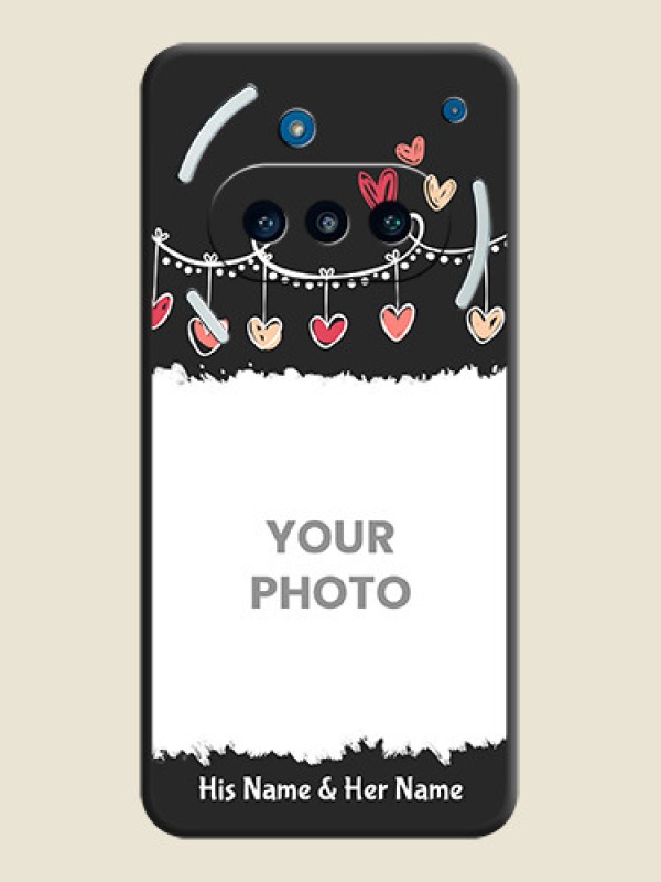 Custom Pink Love Hangings with Name On Space Black Custom Soft Matte Mobile Back Cover - Nothing Phone 3a 5G - alternate view