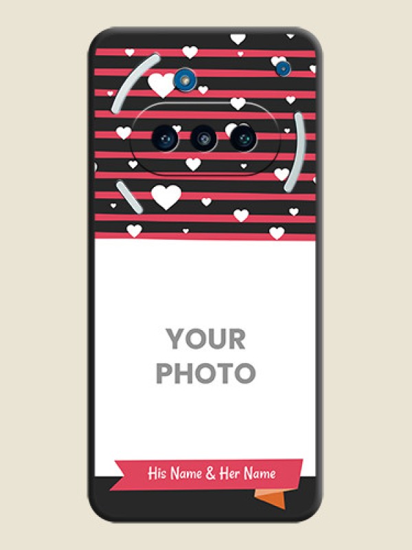 Custom White Color Love Symbols with Pink Lines Pattern On Space Black Custom Soft Matte Mobile Back Cover - Nothing Phone 3a 5G - alternate view