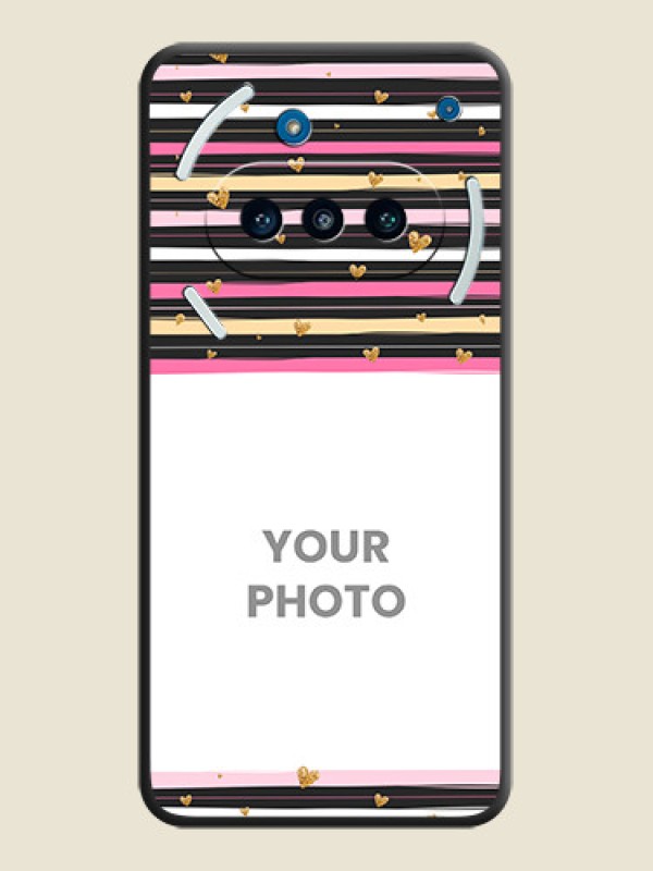 Custom Multicolor Lines and Golden Love Symbols Design on Photo On Space Black Custom Soft Matte Mobile Back Cover - Nothing Phone 3a 5G - alternate view