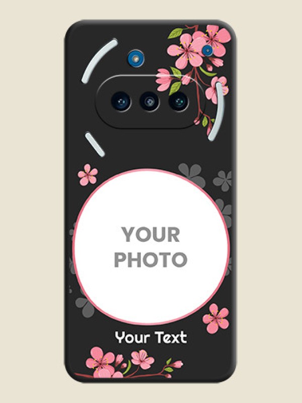 Custom Round Image with Pink Color Floral Design on Photo On Space Black Custom Soft Matte Mobile Back Cover - Nothing Phone 3a 5G - alternate view