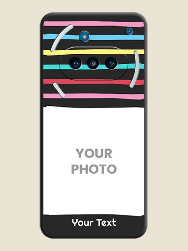 Custom Multicolor Lines with Image On Space Black Custom Soft Matte Mobile Back Cover - Nothing Phone 3a 5G - alternate view