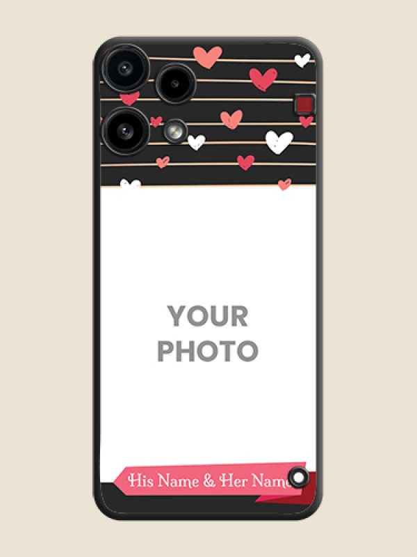 Custom Love Pattern with Name on Pink Ribbon on Photo On Space Black Custom Soft Matte Mobile Back Cover - Nothing Phone 3A Lite 5G - alternate view