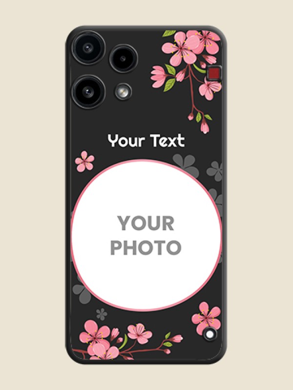 Custom Round Image with Pink Color Floral Design on Photo On Space Black Custom Soft Matte Mobile Back Cover - Nothing Phone 3A Lite 5G - alternate view