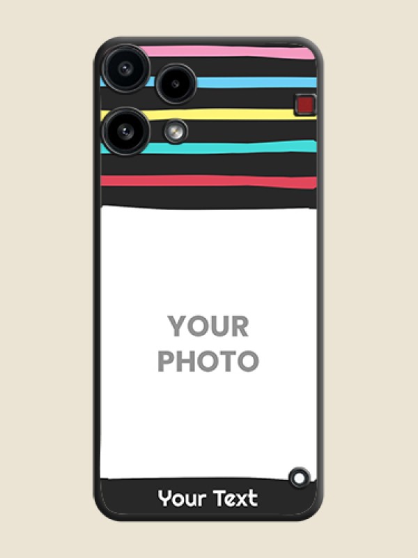 Custom Multicolor Lines with Image On Space Black Custom Soft Matte Mobile Back Cover - Nothing Phone 3A Lite 5G - alternate view