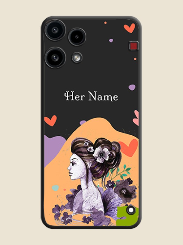 Custom Namecase For Her With Fancy Lady Image On Space Black Custom Soft Matte Mobile Back Cover - Nothing Phone 3A Lite 5G - alternate view