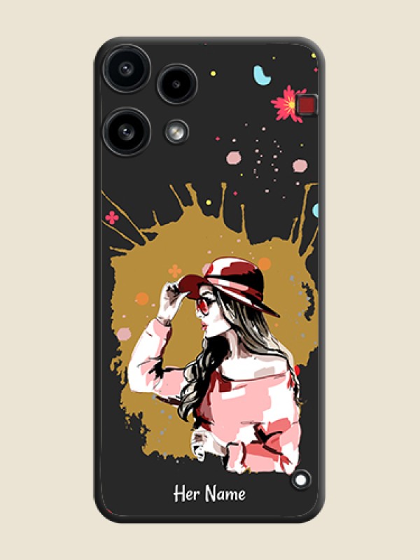 Custom Mordern Lady With Color Splash Background With Custom Text On Space Black Custom Soft Matte Mobile Back Cover - Nothing Phone 3A Lite 5G - alternate view