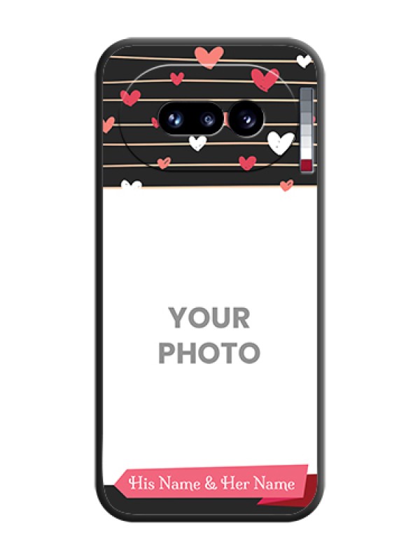 Custom Love Pattern with Name on Pink Ribbon on Photo On Space Black Custom Soft Matte Mobile Back Cover - Nothing Phone 4A 5G - alternate view