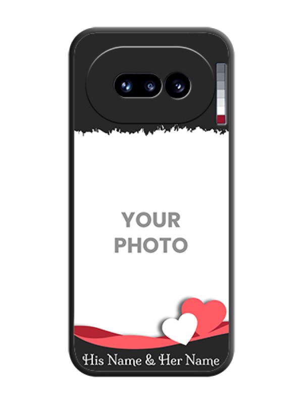 Custom Pin Color Love Shaped Ribbon Design with Text On Space Black Custom Soft Matte Mobile Back Cover - Nothing Phone 4A 5G - alternate view