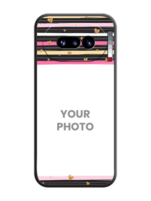 Custom Multicolor Lines and Golden Love Symbols Design on Photo On Space Black Custom Soft Matte Mobile Back Cover - Nothing Phone 4A 5G - alternate view