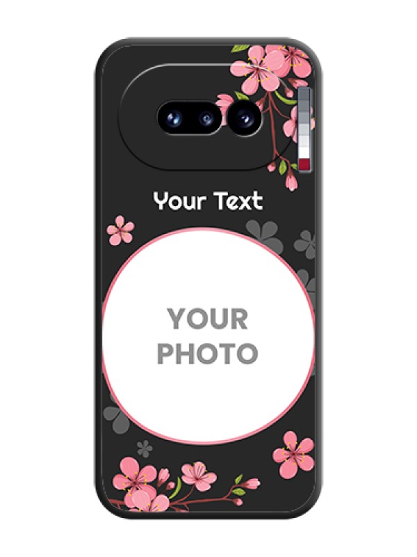 Custom Round Image with Pink Color Floral Design on Photo On Space Black Custom Soft Matte Mobile Back Cover - Nothing Phone 4A 5G - alternate view