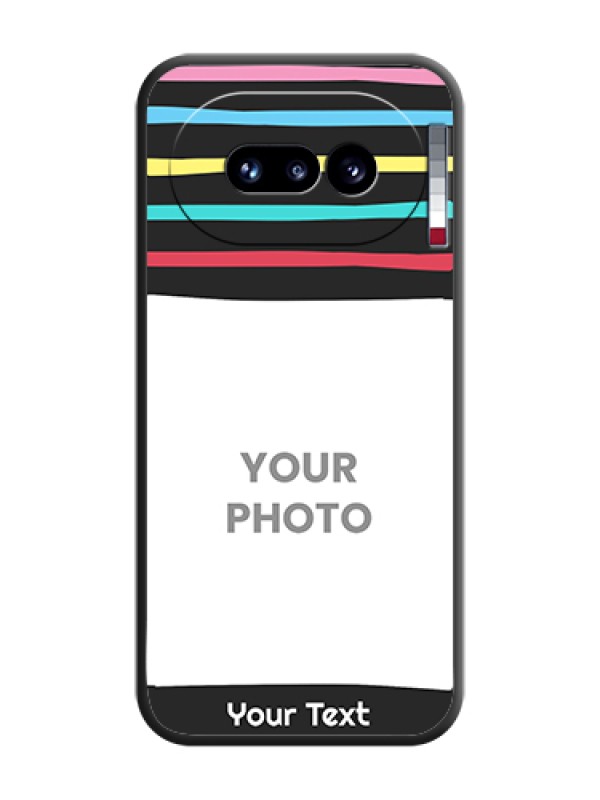 Custom Multicolor Lines with Image On Space Black Custom Soft Matte Mobile Back Cover - Nothing Phone 4A 5G - alternate view