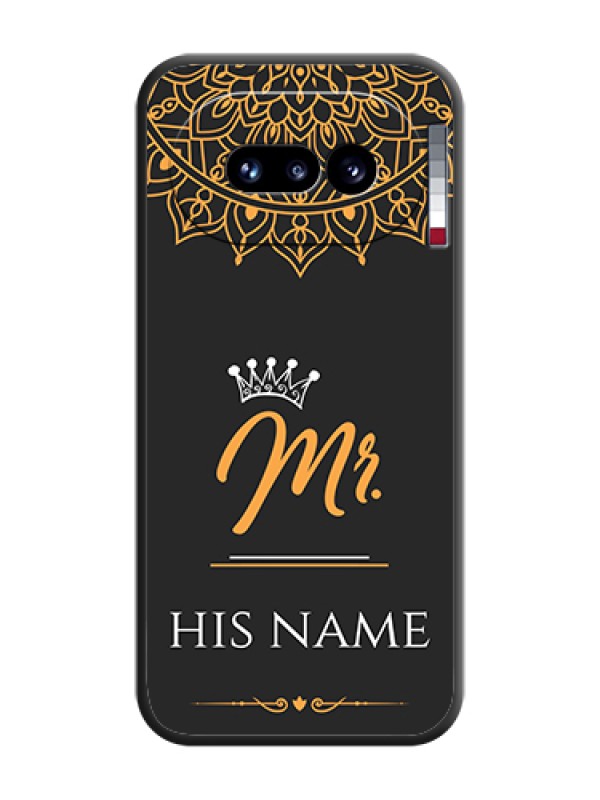 Custom Mr Name with Floral Design On Space Black Custom Soft Matte Mobile Back Cover - Nothing Phone 4A 5G - alternate view