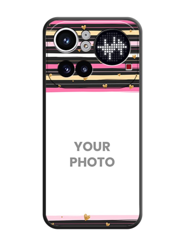 Custom Multicolor Lines and Golden Love Symbols Design on Photo On Space Black Custom Soft Matte Mobile Back Cover - Nothing Phone 4A Pro 5G - alternate view