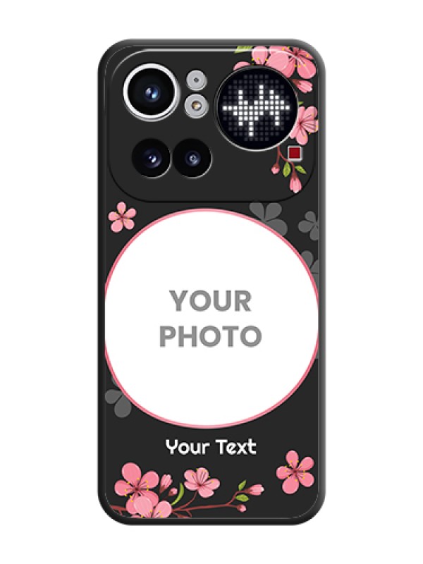 Custom Round Image with Pink Color Floral Design on Photo On Space Black Custom Soft Matte Mobile Back Cover - Nothing Phone 4A Pro 5G - alternate view