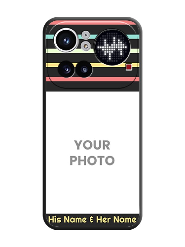 Custom Color Stripes with Photo and Text on Photo On Space Black Custom Soft Matte Mobile Back Cover - Nothing Phone 4A Pro 5G - alternate view