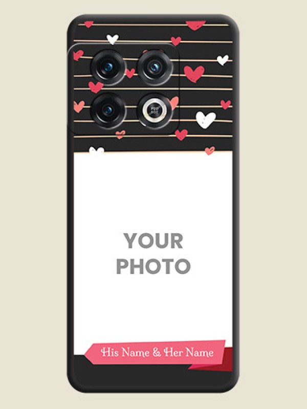 Custom Love Pattern with Name on Pink Ribbon  on Photo on Space Black Soft Matte Back Cover - OnePlus 10 Pro 5G - alternate view